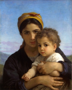 Jeune Fille et Enfant (Girl with a Child), 1877 by William Adolphe Bouguereau (French, 1825 - 1905)