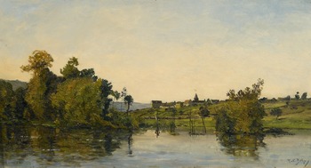 Morning Fishing at Moret-sur-Loing by Hippolyte Camille Delpy (French, 1842 - 1910)
