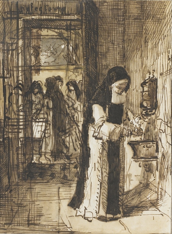 Intérieur de  Communanté: Religieuse se préparant pour le repas, c. 1867 by François Bonvin (French, 1817 - 1887)