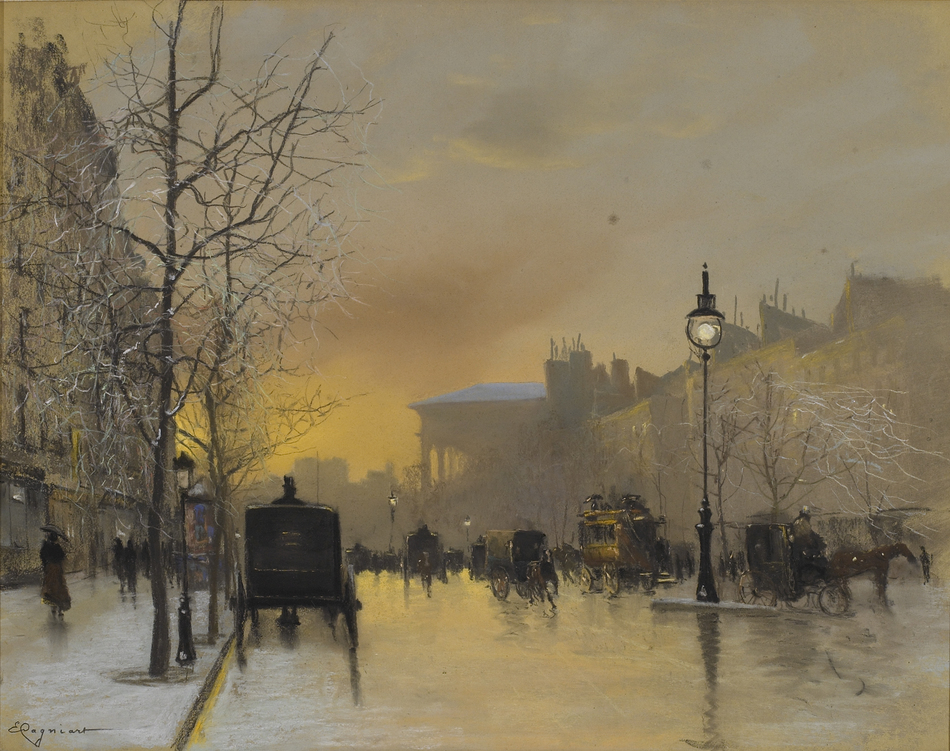 Le Boulevard de la Madeleine en Hiver by Emile Cagniart (French, 1851 - 1911)