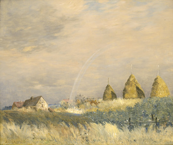 Landscape with a Rainbow and Haystacks by Jean-Charles Cazin (French, 1841 - 1901)