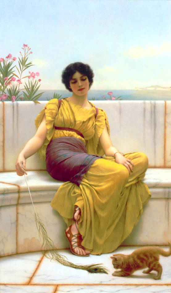 Idleness (Girl with a Kitten), 1900 by John William Godward (British, 1861 - 1922)