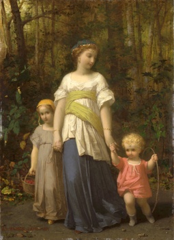 Promenade des Enfants avec le Bonne (A Stroll through the Woods), 1871 by Jean Louis Hamon (French, 1821 - 1874)