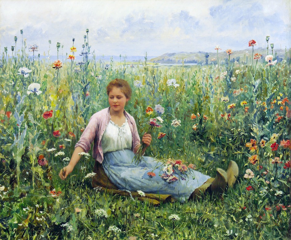 Picking Wildflowers by Daniel Ridgway Knight (American, 1839 - 1924)