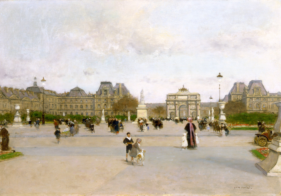 The Louvre from the Jardin des Tuileries, c. 1880 by François-Joseph Luigi Loir (French, 1845 - 1916)
