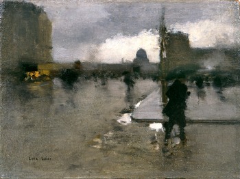 A Boulevard in Paris on a Rainy Day, The Pantheon Beyond by François-Joseph Luigi Loir (French, 1845 - 1916)