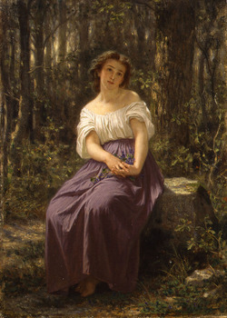A Girl in the Woods, 1862 by Hugues Merle (French, 1823 - 1881)