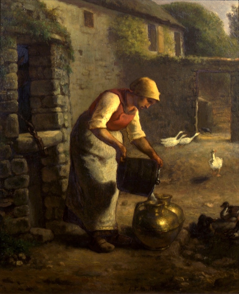 Peasant Woman pouring Milk by Jean-François Millet (French, 1814 - 1875)