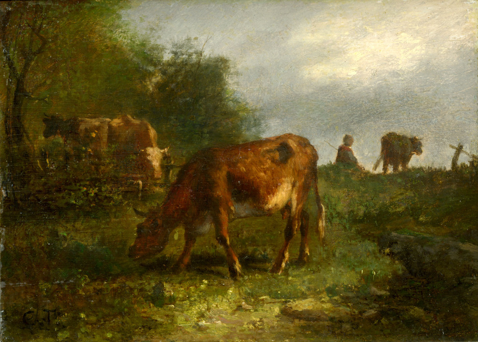 The cattle tender, Fontainebleau by Constant Troyon (French, 1810 - 1865)