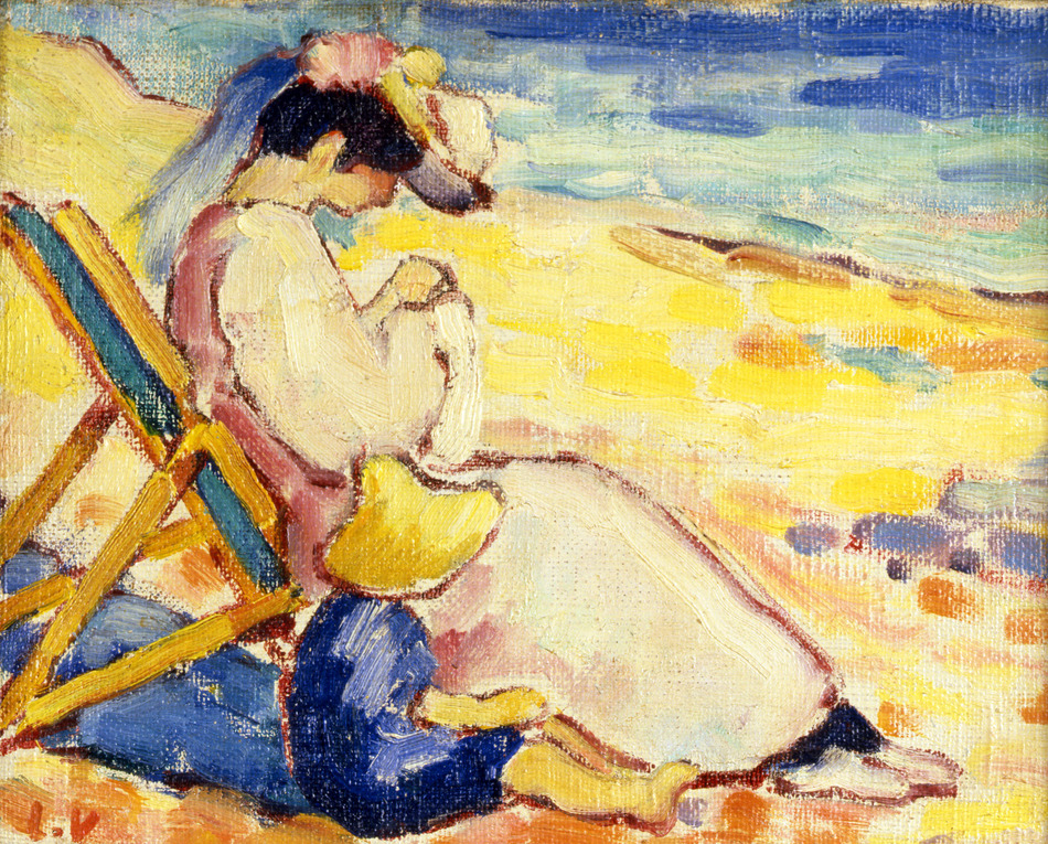 Sur la plage (Madame Valtat and Jean), c. 1912 by Louis Valtat (French, 1869 - 1952)