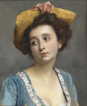 La Belle en Bleu by Gustave Jean Jacquet (French, 1846 - 1909)