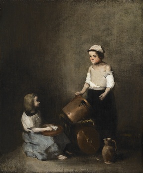Les petites récureuses (The little scrubbers) by Théodule Augustin Ribot (French, 1823 - 1891)