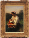 Young Mother nursing her Child, Courrières (Jeune Mère allaitant son enfant, Courrières), 1873 by Jules Breton (French, 1827 - 1906)