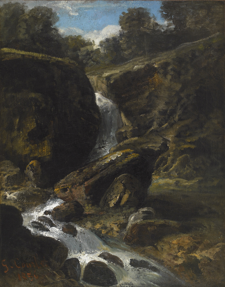 Landscape in the Jura with a Waterfall, 1856 by Gustave Courbet (French, 1819 - 1877)
