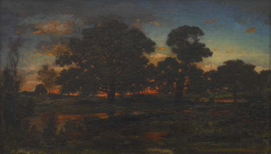 Coucher de Soleil, c. 1850-1860 by Pierre Étienne Théodore Rousseau (French, 1812 - 1867)