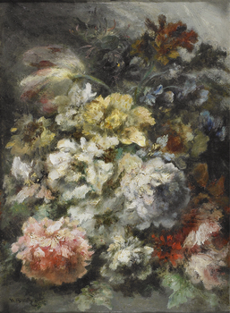 Pivoines et fleurs diverses (Peonies and various flowers) by Narcisse Virgile Diaz de la Pena (French, 1807 - 1876)