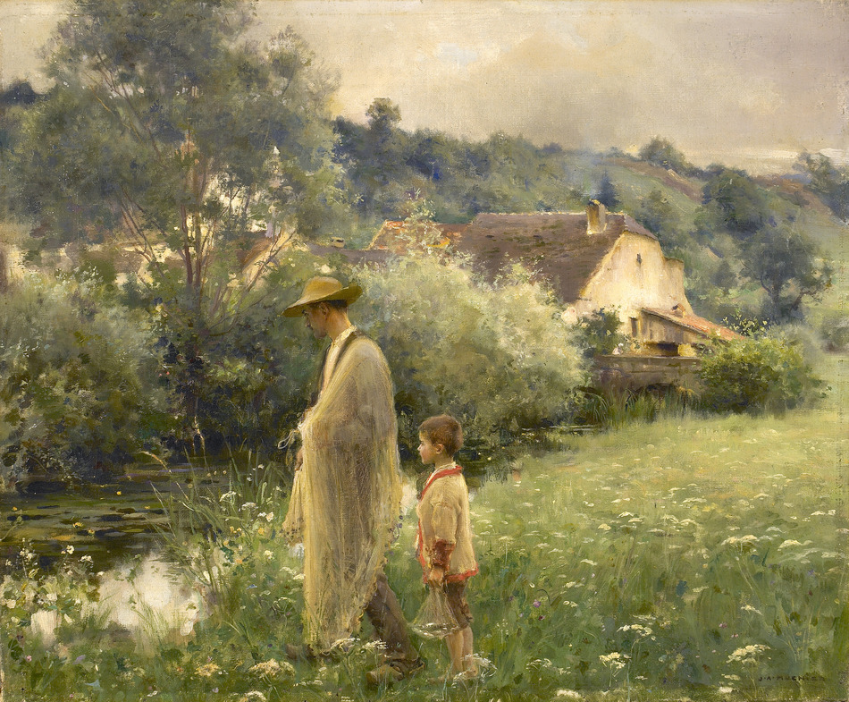Net Fishing in the Brook, Bonnaud by Jules-Alexis Muenier (French, 1863 - 1942)