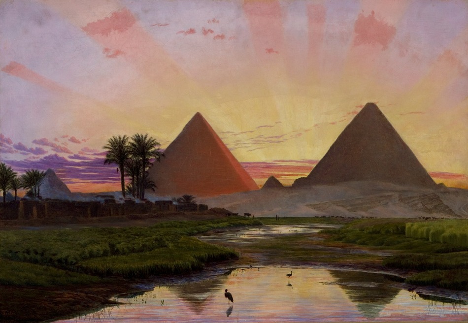 Pyramids of Gizeh, Sunset Afterglow, 1854 by Thomas Seddon (British, 1821 - 1856)